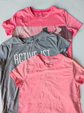 Lot of 3 Girls Active Sports Short Sleeve T-Shirt Sz: YMD-YLG
